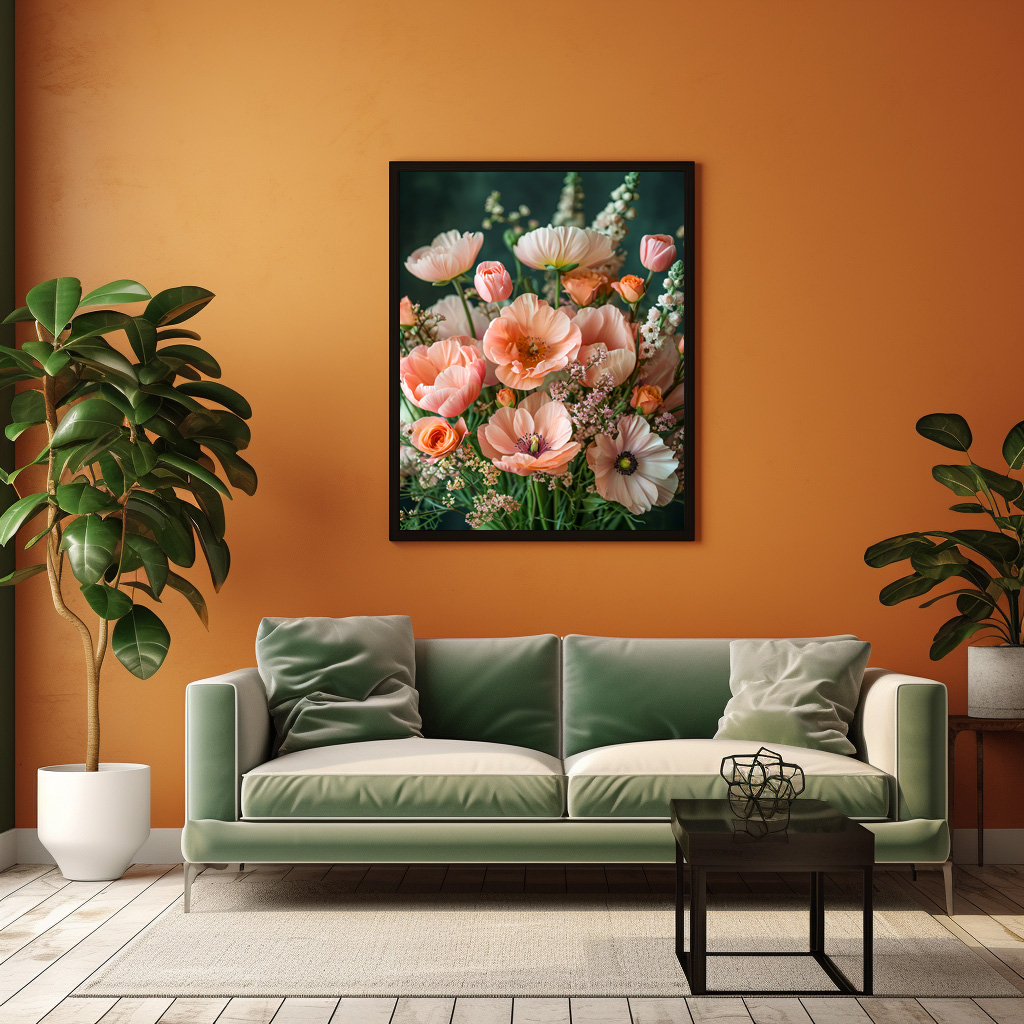 Poster: Peach and Orange Poppy Bouquet Still Life - immagine 3