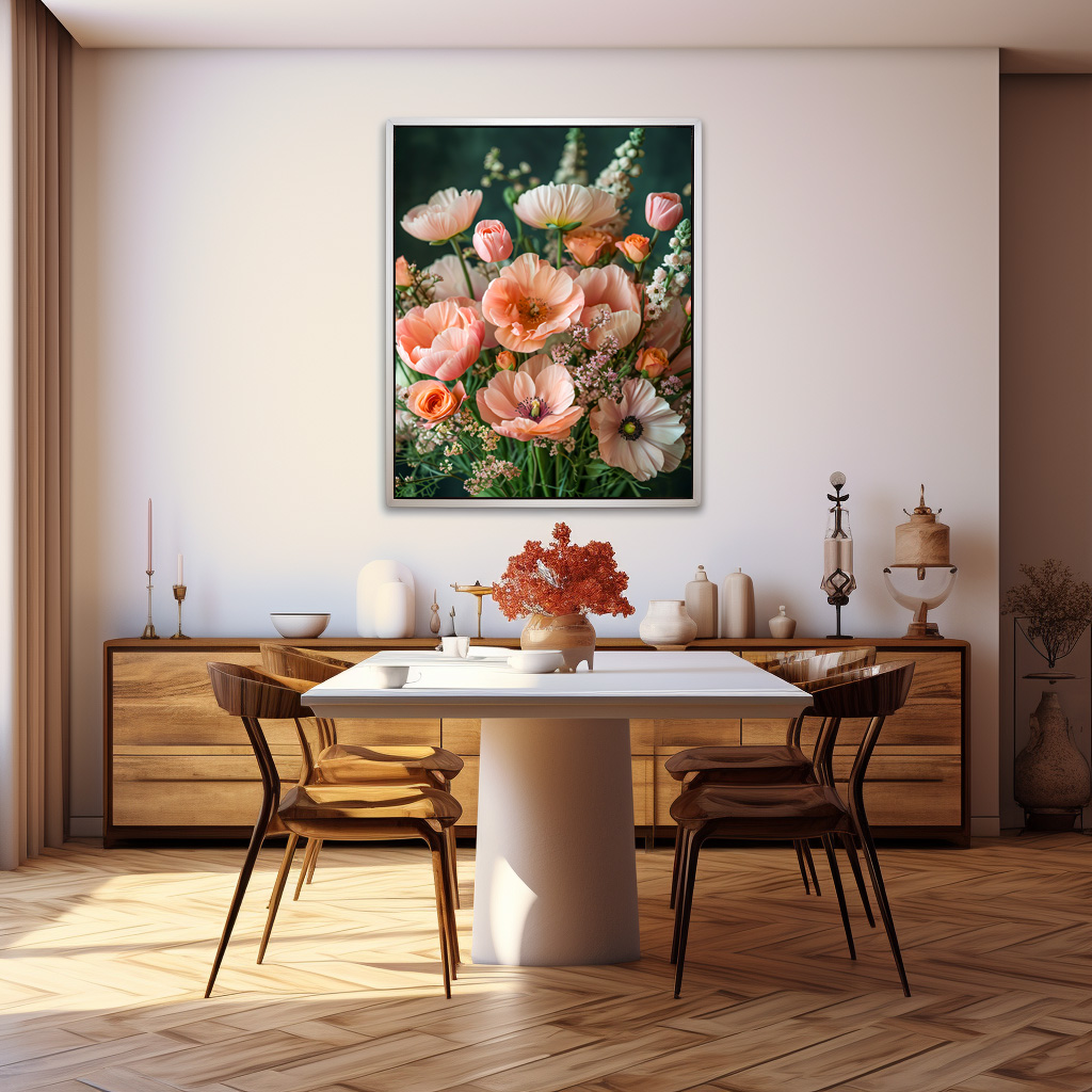 Poster: Peach and Orange Poppy Bouquet Still Life