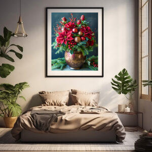 Poster: Festive Holiday Floral Arrangement Still Life