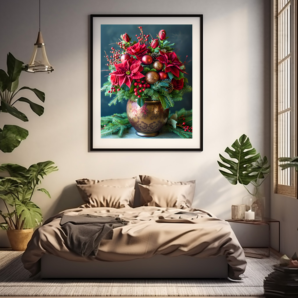 Poster: Festive Holiday Floral Arrangement Still Life
