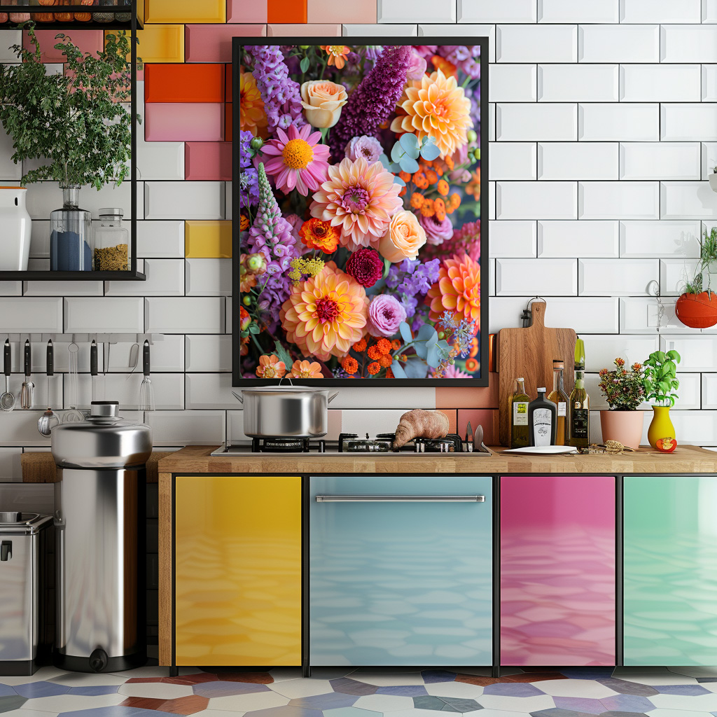 Poster: Vibrant Mixed Flower Bouquet Still Life