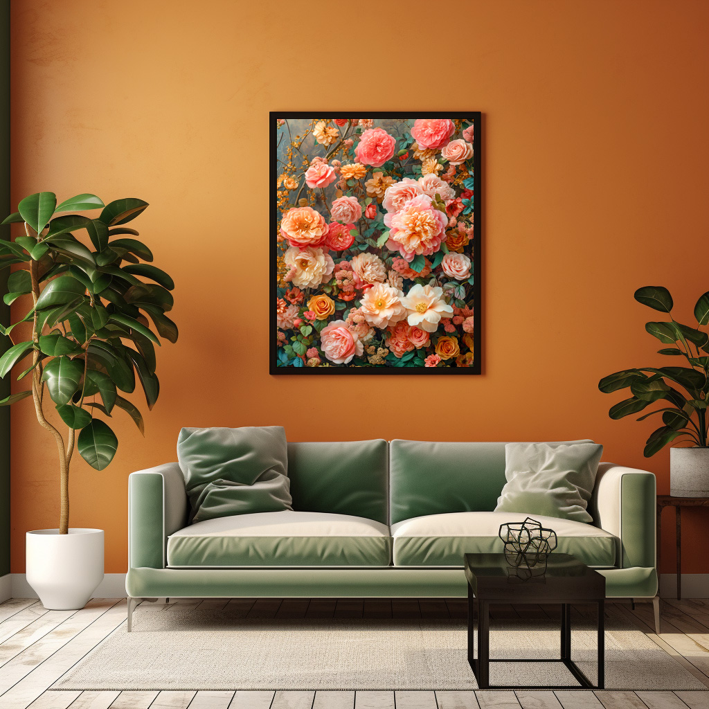 Poster: Peach and Cream Rose Bouquet Still Life