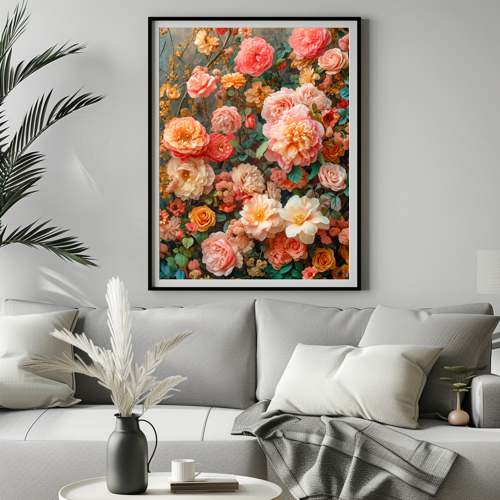 Poster: Peach and Cream Rose Bouquet Still Life – Image 2