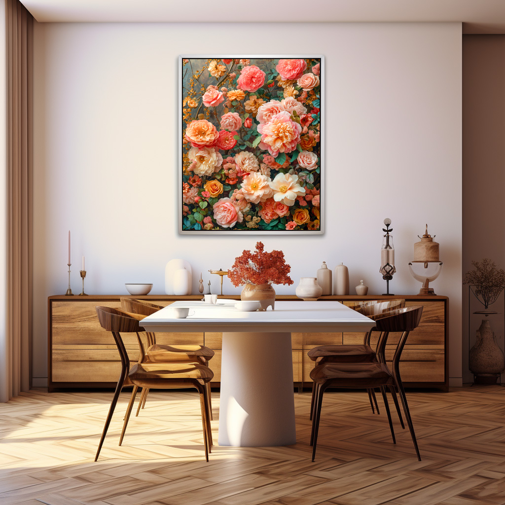 Poster: Peach and Cream Rose Bouquet Still Life – Image 3