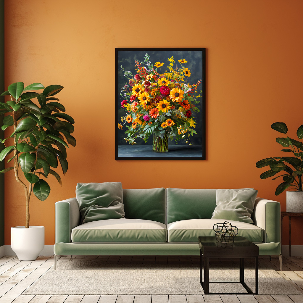 Poster: Summer Still Life with Sunflowers and Zinnias - Imagen 3