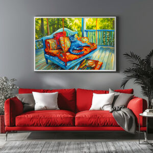 Poster: Cat is Grooming on Swing