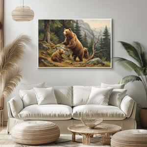 Poster: Braunbär mit Jungtieren