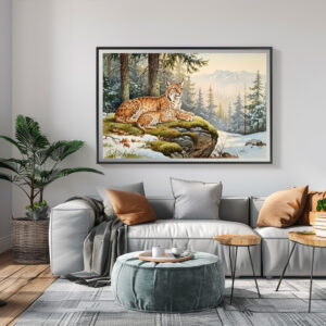 Poster: Luchs mit Jungtier