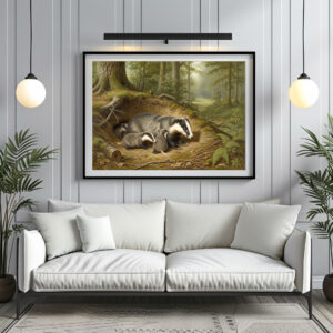 Poster: Dachs mit Jungtier