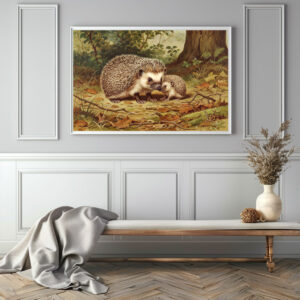 Poster: Igel mit Jungtier