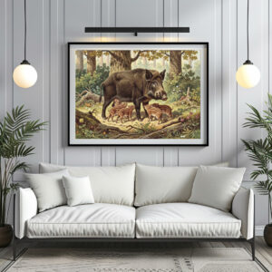 Poster: Wildschwein mit Jungtier
