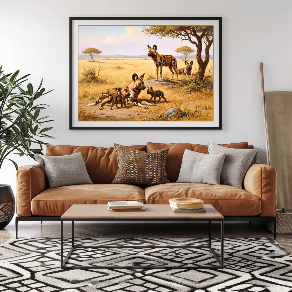 Poster: Wildhunde in Afrika mit Jungtieren – Bild 2