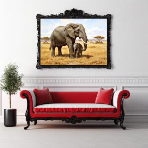 Poster: Afrikanischer Elefant mit Jungtier