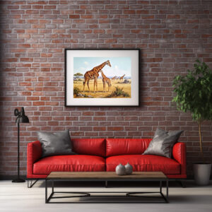 Poster: Giraffen in Afrika mit Jungtier
