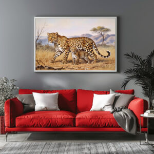 Poster: Leopard mit Jungtier in Afrika