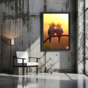 Poster: Niedliche Nymphensittiche - voller Liebe