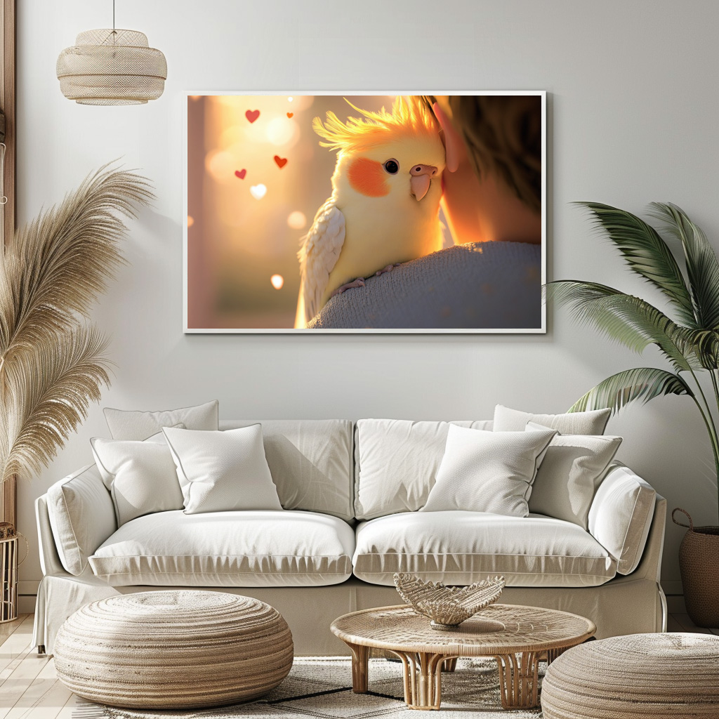 Poster: Niedlicher Nymphensittich mit seinem Menschen - immagine 2