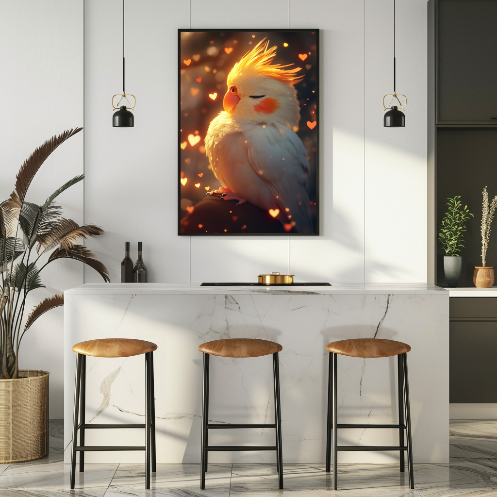 Poster: Niedlicher Nymphensittich im Traumland