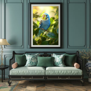 Poster: Blauer Wellensittich