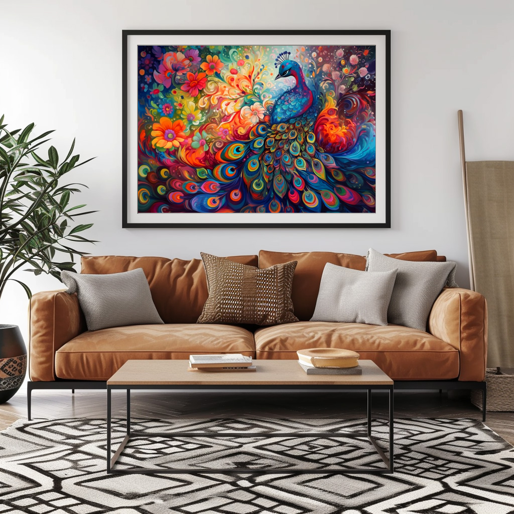 Poster: Farbenfroher eleganter Pfau - immagine 2