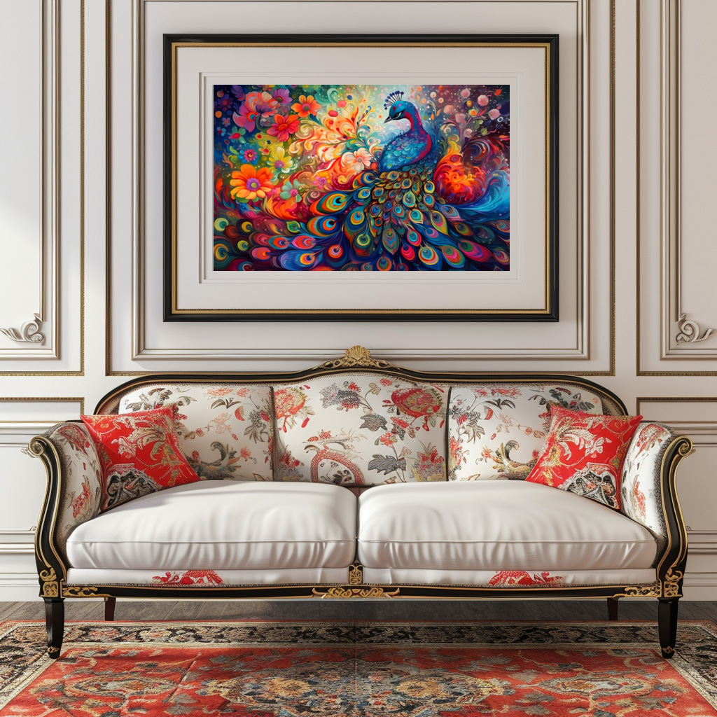 Poster: Farbenfroher eleganter Pfau - immagine 3