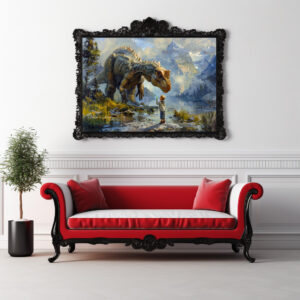 Poster: Dinosaurier und kleiner Junge - mein bester Freund