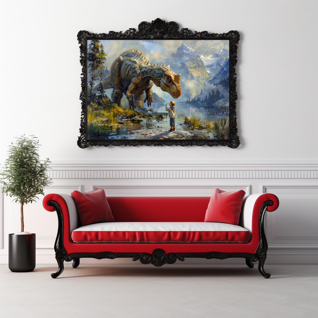 Poster: Dinosaurier und kleiner Junge - mein bester Freund