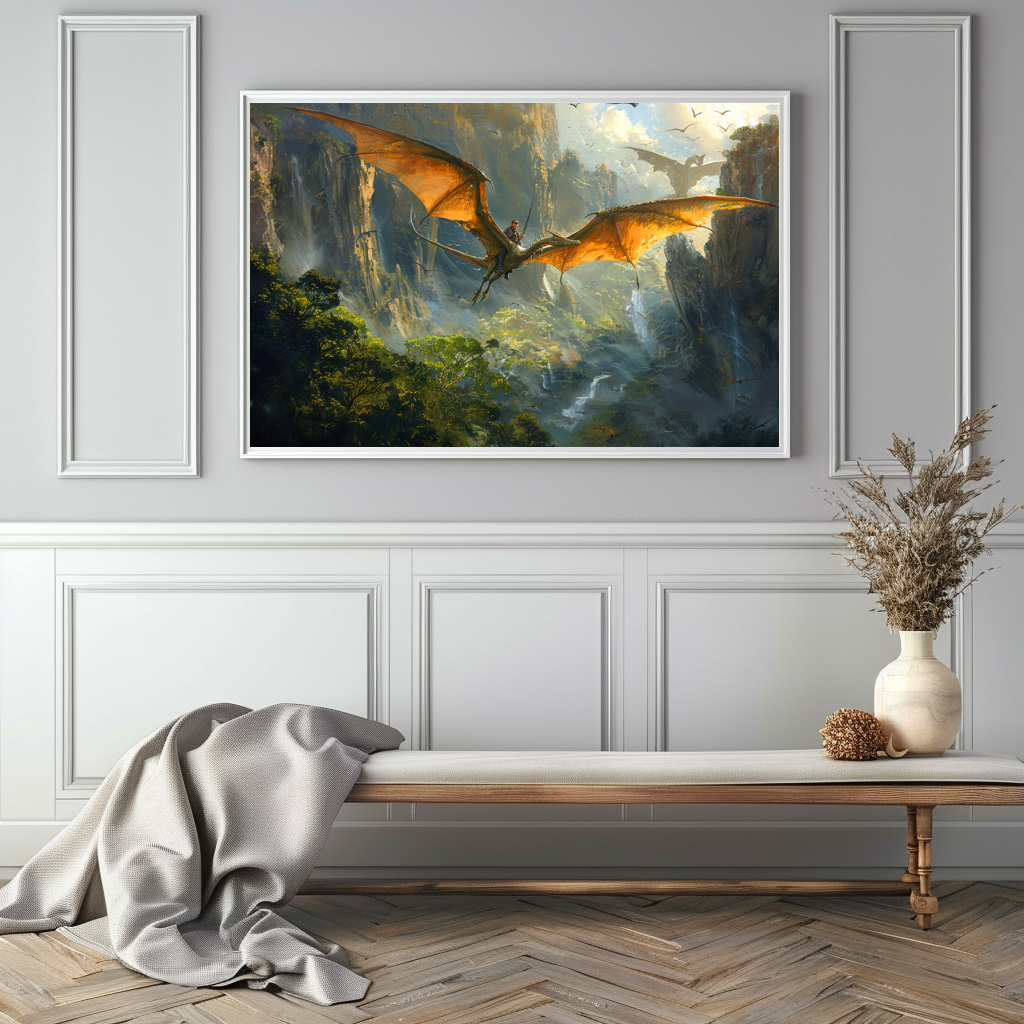 Poster: Auf dem Dinosaurier Pteranodon unterwegs im Flug – Image 3