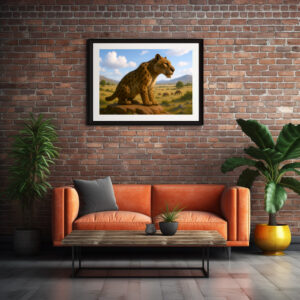 Poster: Ausgestorben in der Eiszeit - Säbelzahnkatze Homotherium serum
