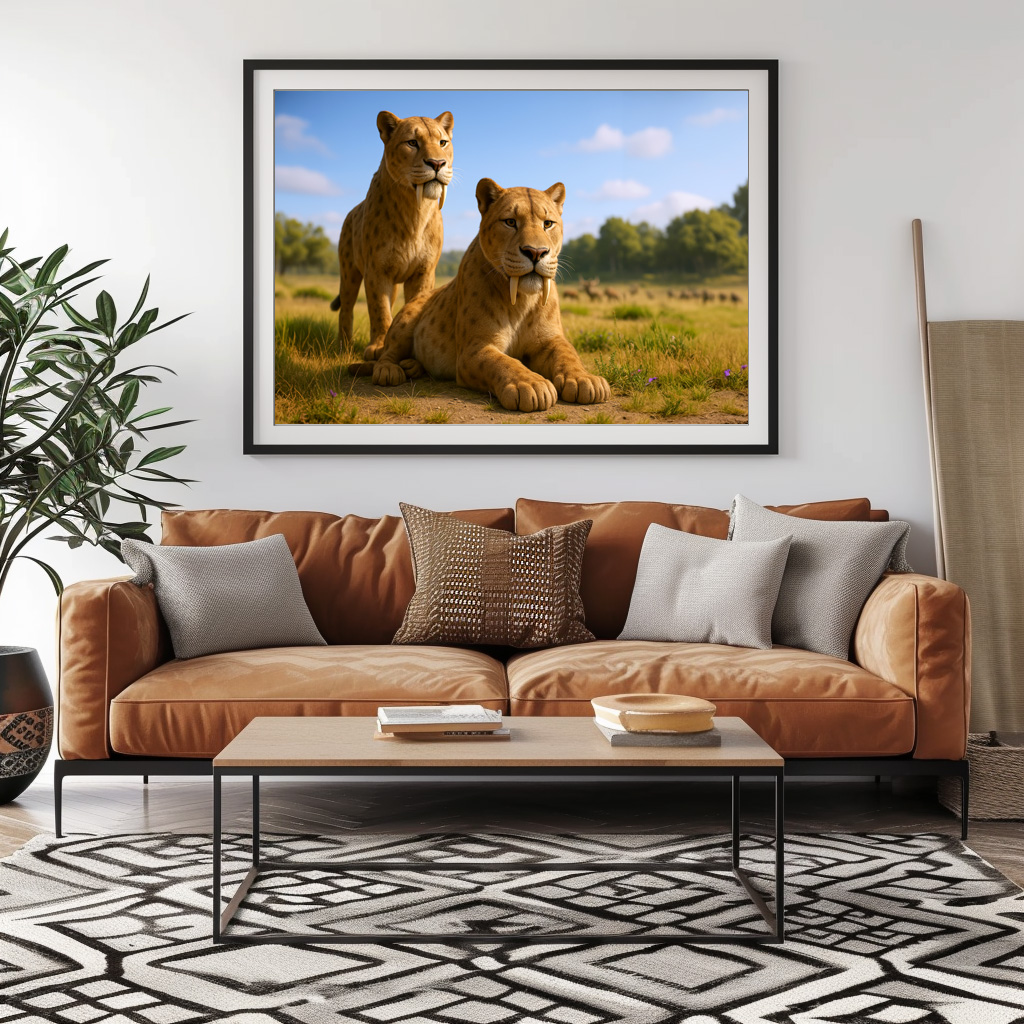 Poster: Ausgestorben in der Eiszeit - Säbelzahntiger Smilodon fatalis