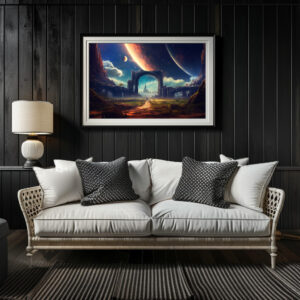 Poster: Bizarre Architektur auf einem fremden Planeten