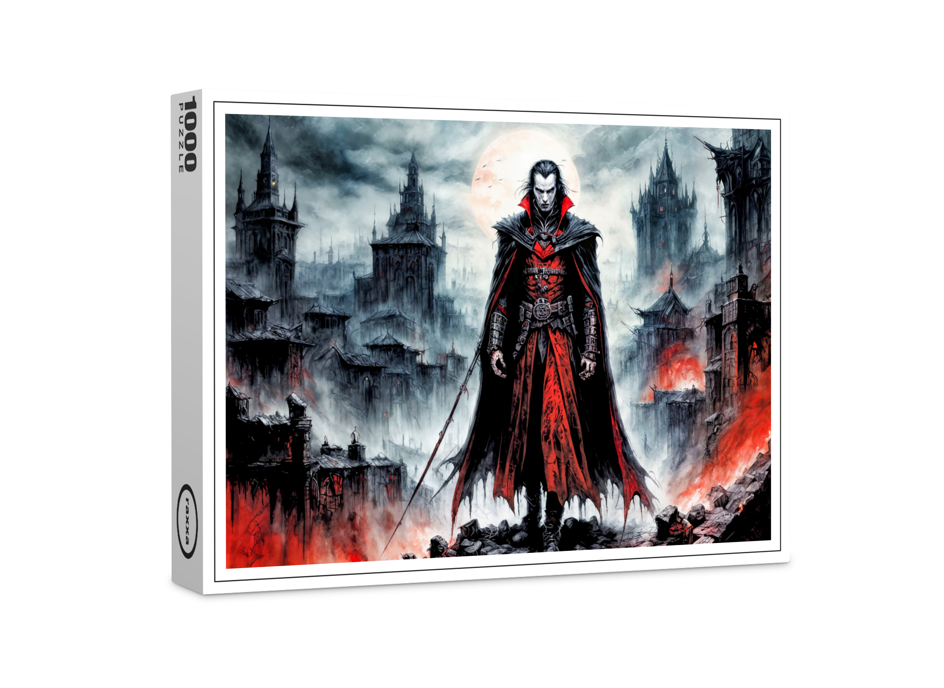 raxxa Premium-Puzzle: Vampire Warrior in Ruined City