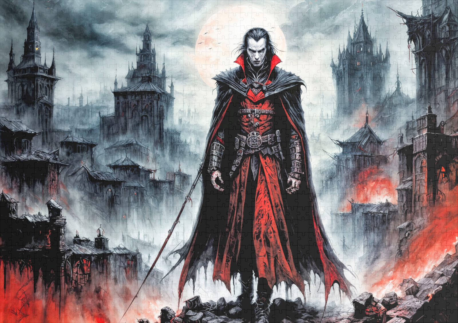 raxxa Premium-Puzzle: Vampire Warrior in Ruined City - Imagen 2