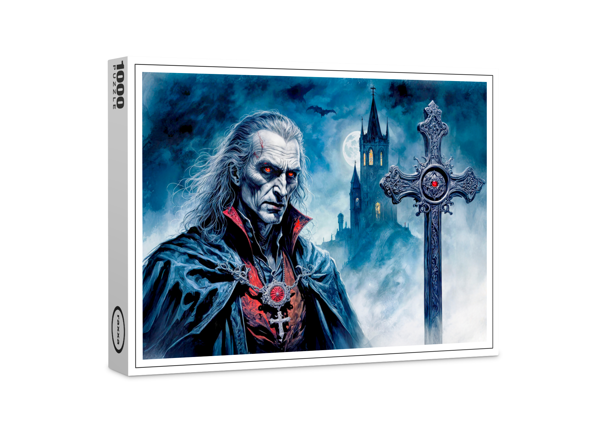 raxxa Premium-Puzzle: Vampire Lord with Cross in Moonlit Night