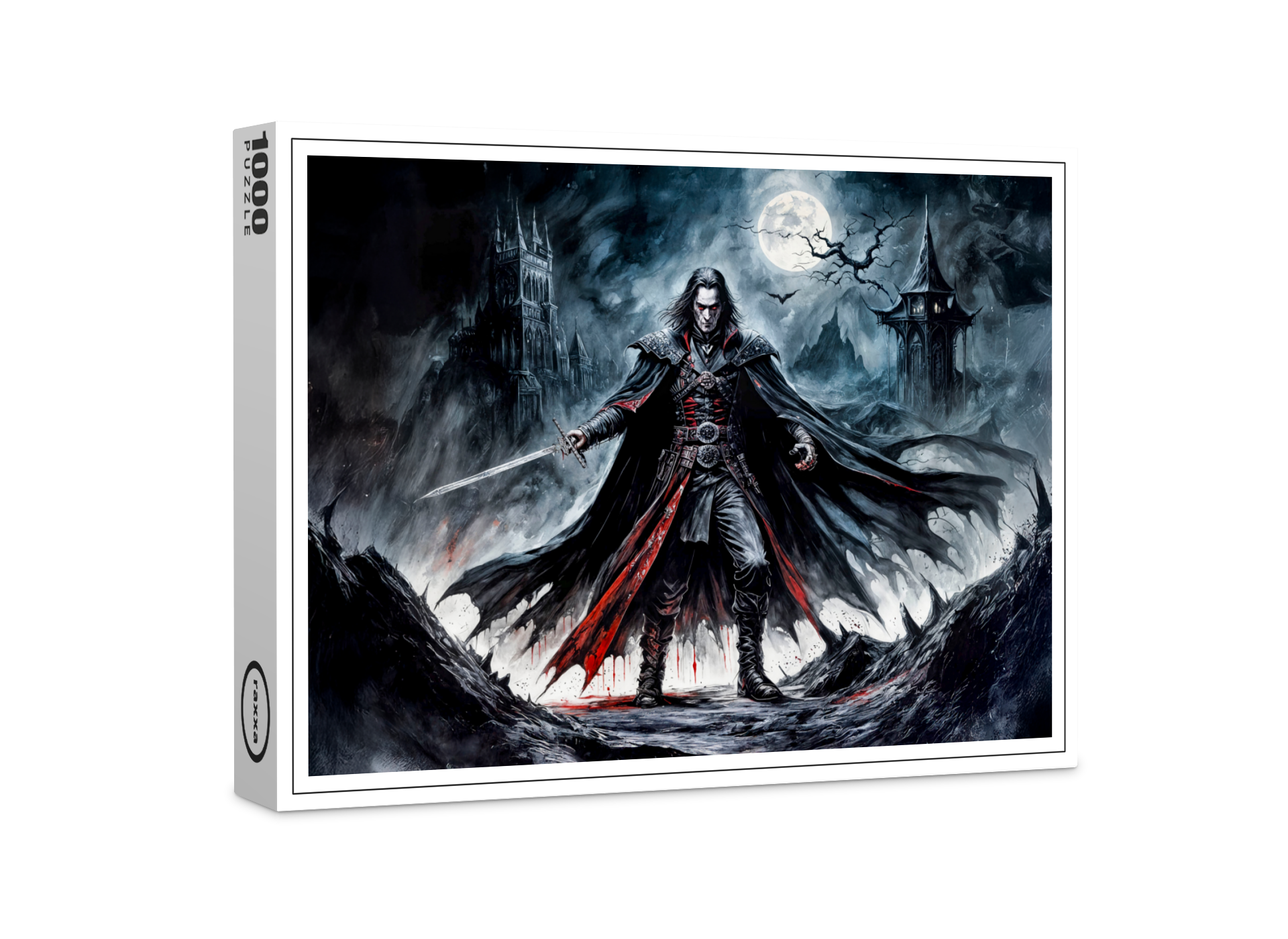 raxxa Premium-Puzzle: Vampire Warrior in Moonlit Ruins