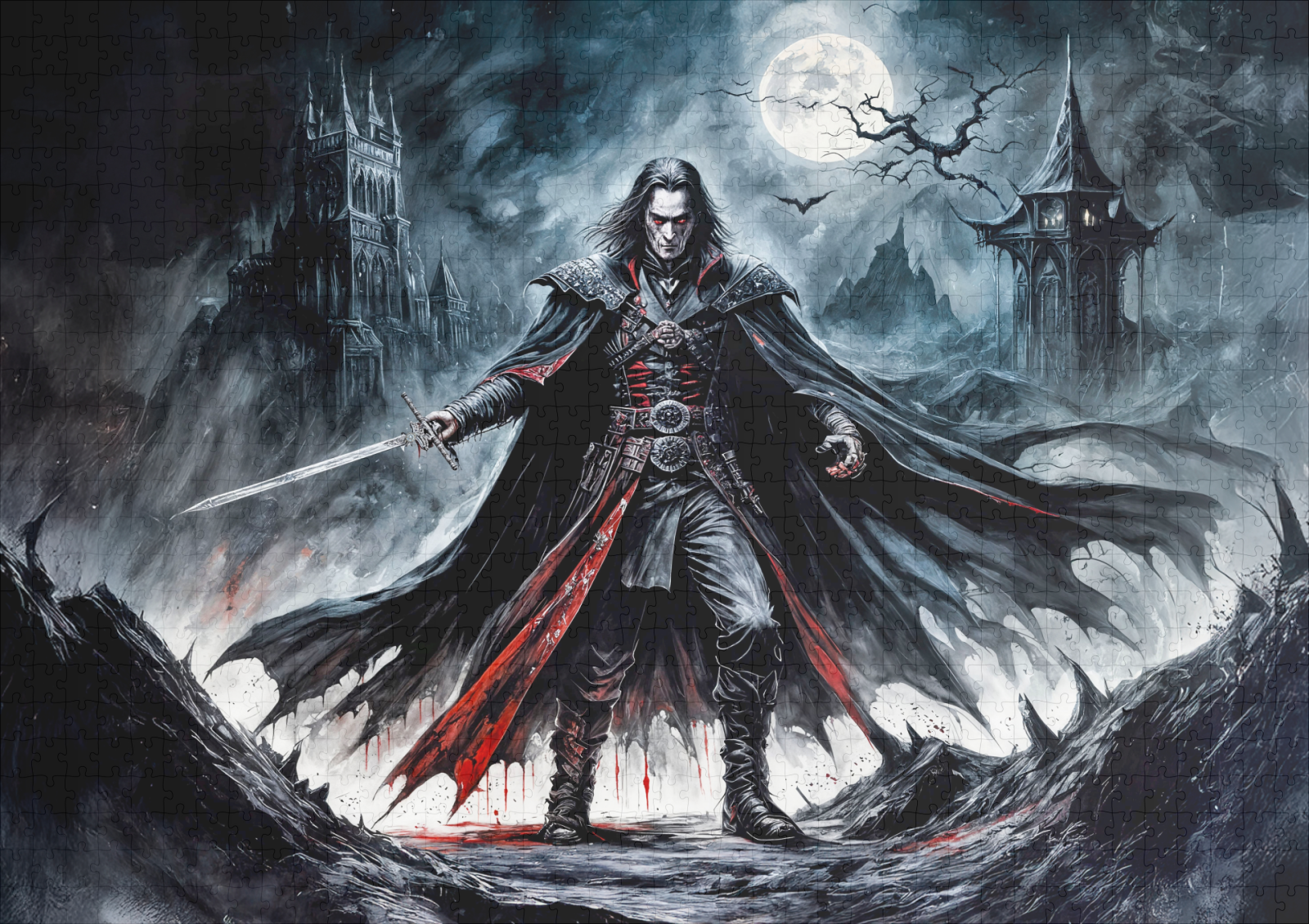 raxxa Premium-Puzzle: Vampire Warrior in Moonlit Ruins - immagine 2