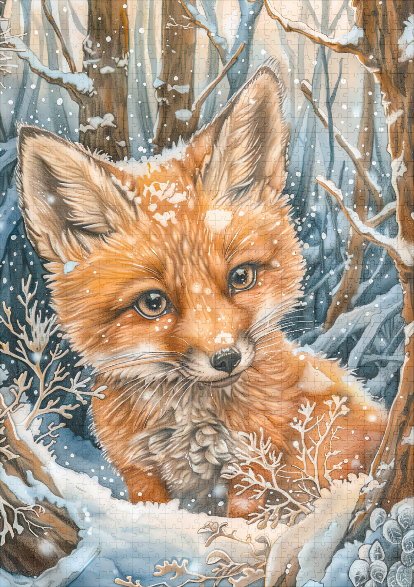 raxxa Premium-Puzzle: Little Fox in Snowy Forest – Bild 2