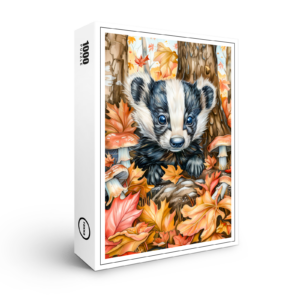 raxxa Premium-Puzzle: Little Badger in Autumn Leaves