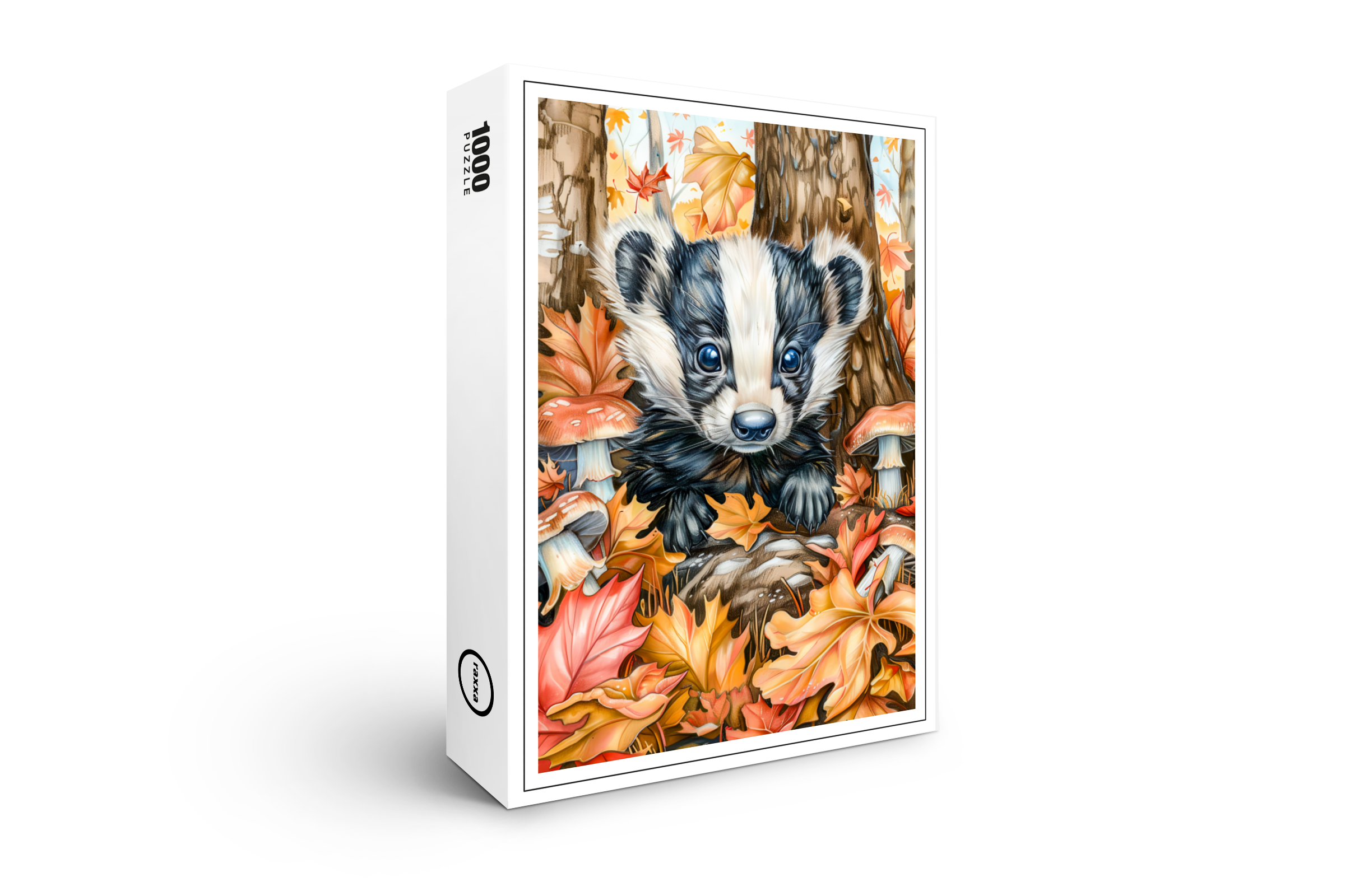 raxxa Premium-Puzzle: Little Badger in Autumn Leaves