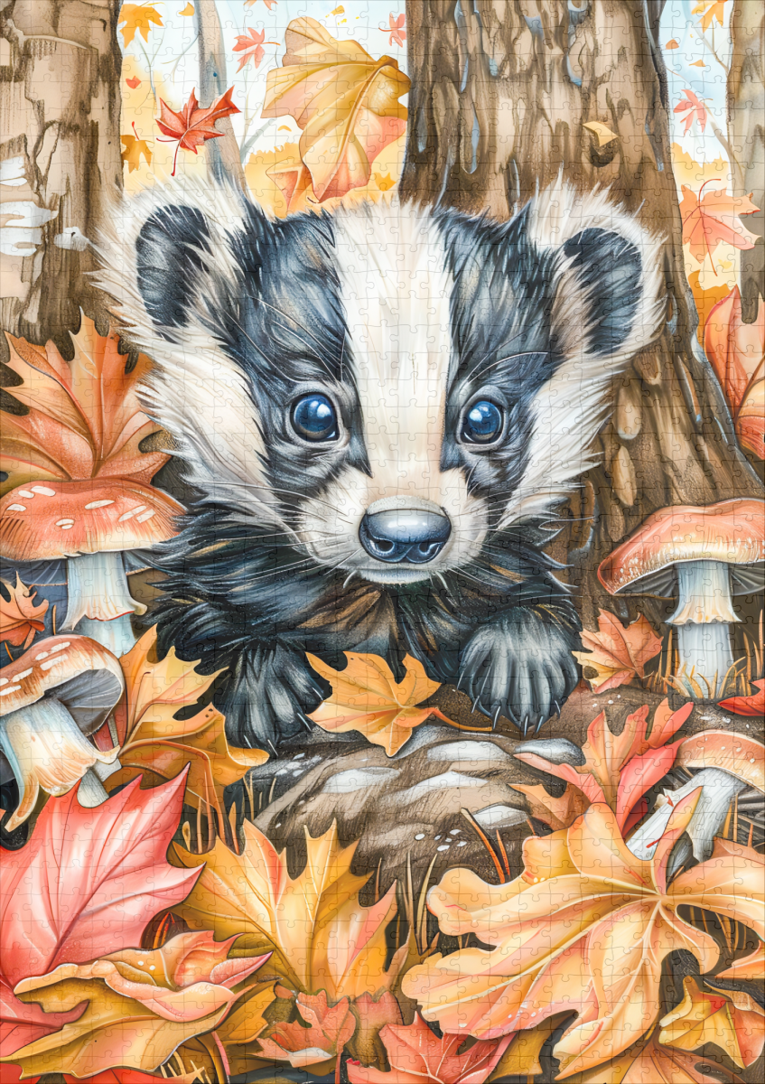 raxxa Premium-Puzzle: Little Badger in Autumn Leaves - immagine 2