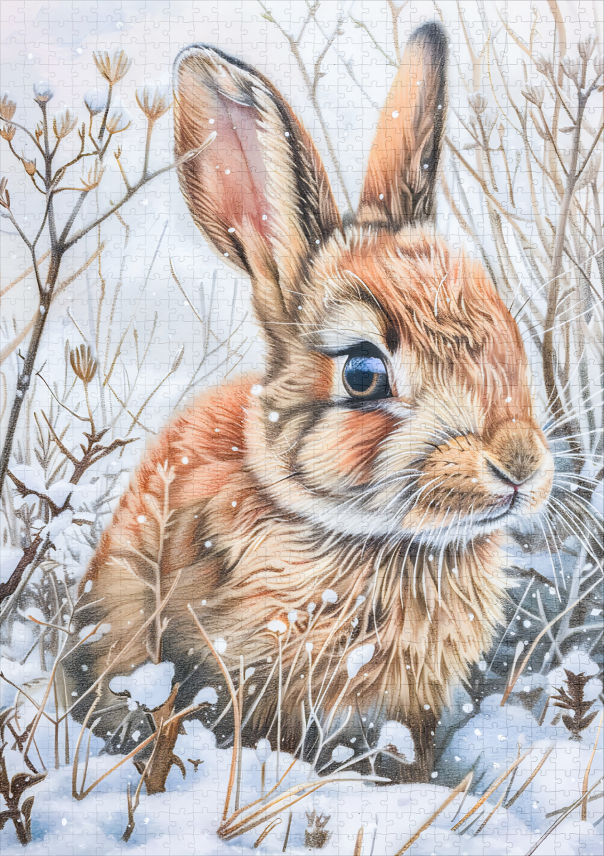 raxxa Premium-Puzzle: Little Hare in Snowy Field – Bild 2