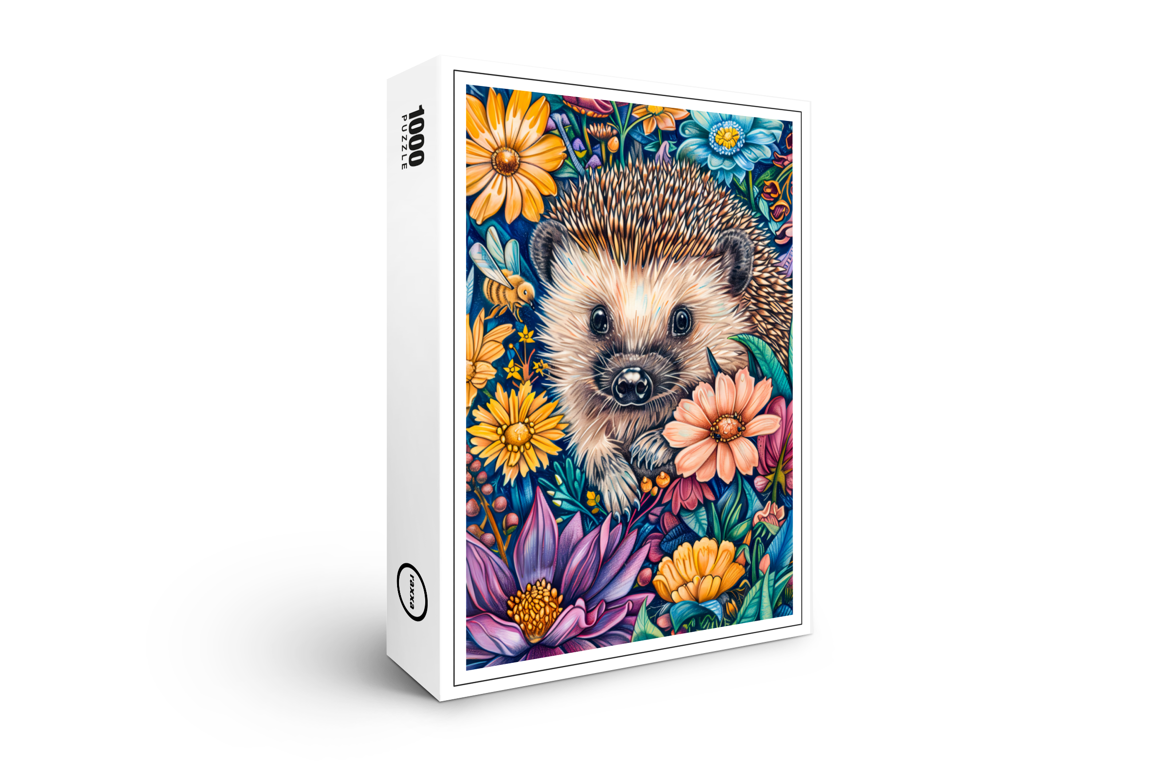 raxxa Premium-Puzzle: Hedgehog in Blooming Flower Bed