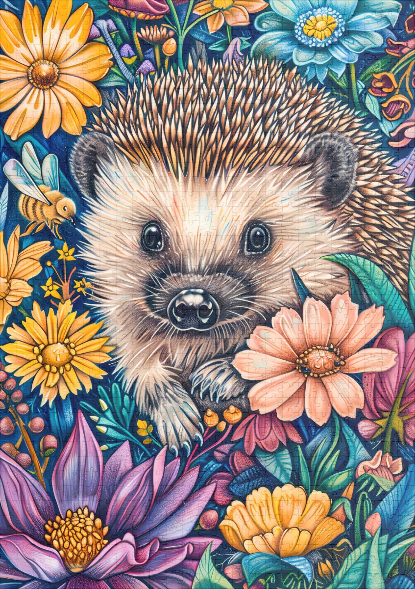 raxxa Premium-Puzzle: Hedgehog in Blooming Flower Bed – Bild 2