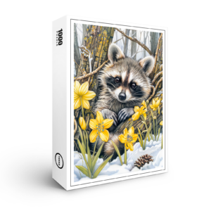 raxxa Premium-Puzzle: Little Raccoon Among Spring Oaks