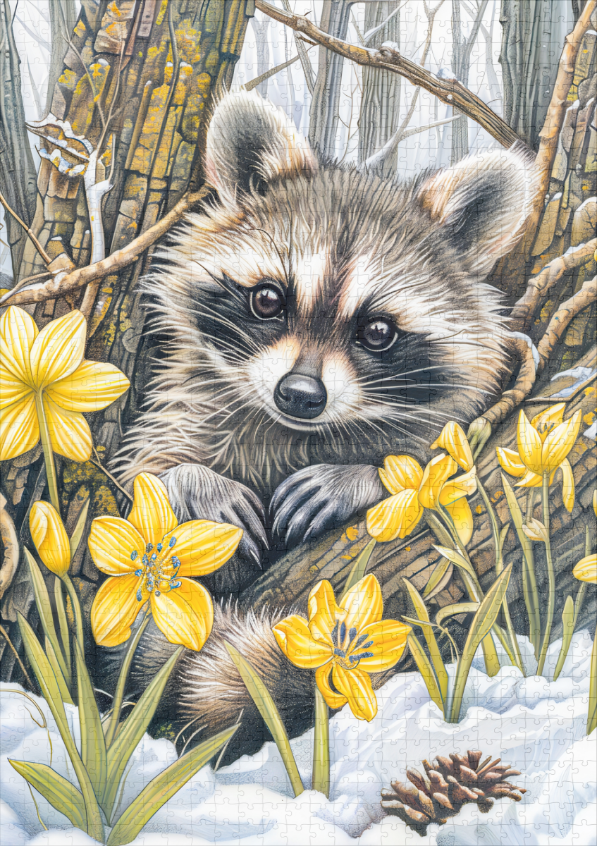 raxxa Premium-Puzzle: Little Raccoon Among Spring Oaks - immagine 2