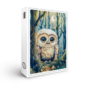 raxxa Premium-Puzzle: Little Owl on Branch at Half Moon