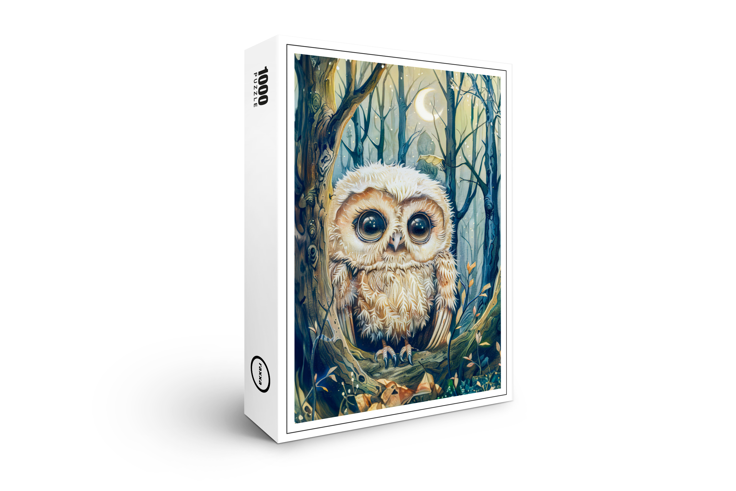 raxxa Premium-Puzzle: Little Owl on Branch at Half Moon