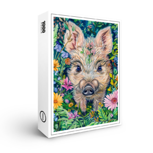 raxxa Premium-Puzzle: Little Wild Boar in Flower Meadow