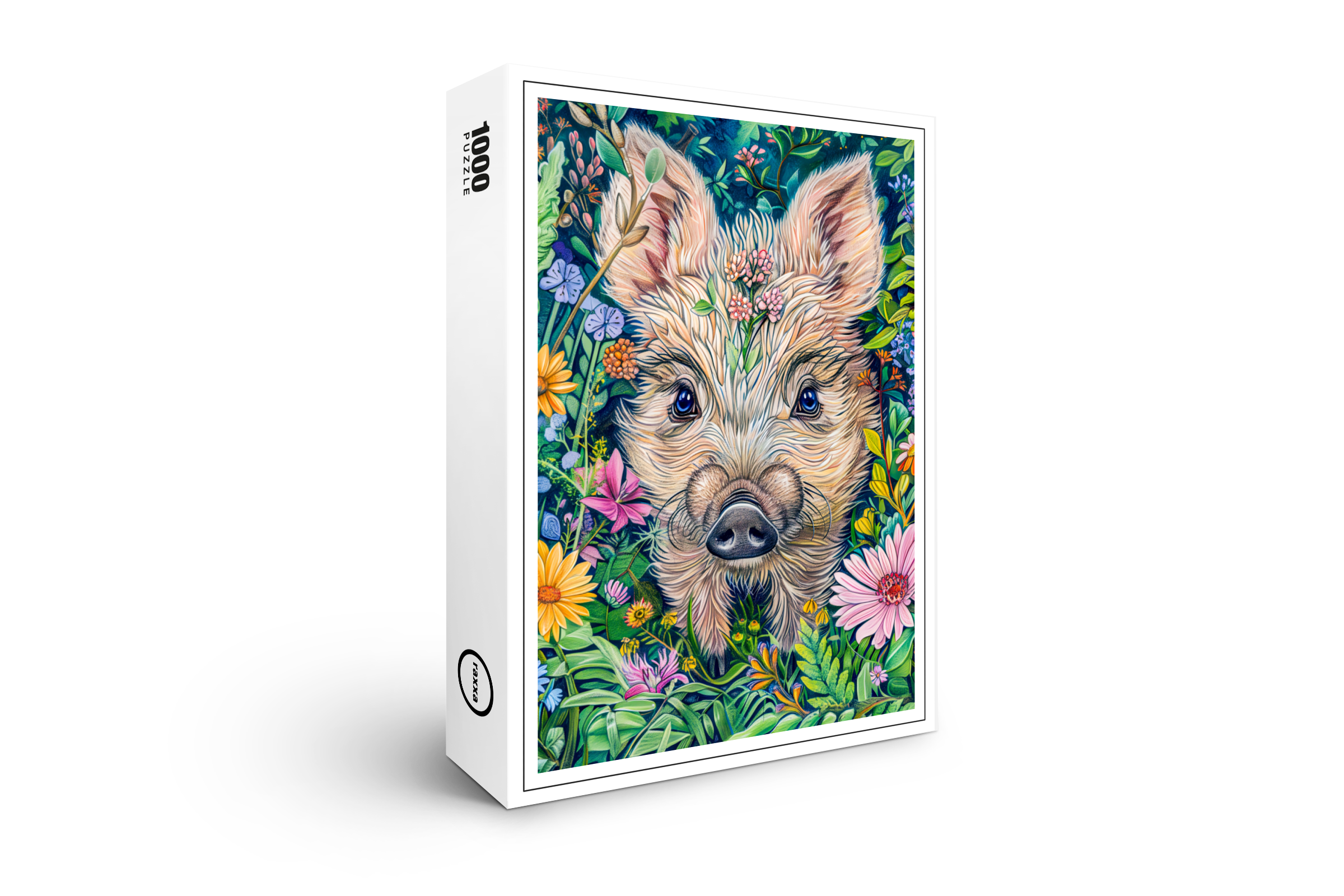 raxxa Premium-Puzzle: Little Wild Boar in Flower Meadow