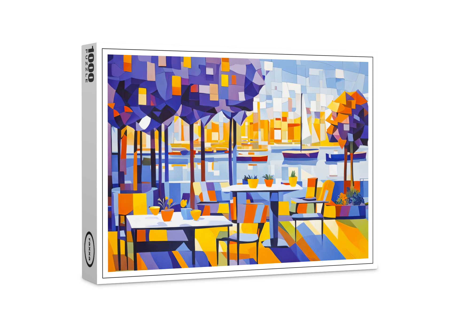 raxxa Premium-Puzzle: Cubist Outdoor Café with Tables